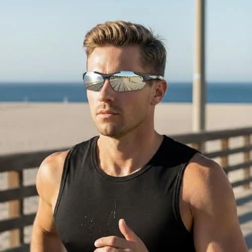 ATTCL Polarized Wrap Around Sunglasses for Men | TR90 Frame, UV400 Protection, 77mm Lens Width thumbnail 8