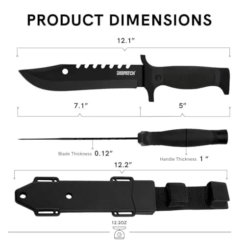 Dispatch Fixed Blade Hunting Knife with Sheath, 12-inch | Tactical Bowie Knife for Outdoors & Camping thumbnail 2