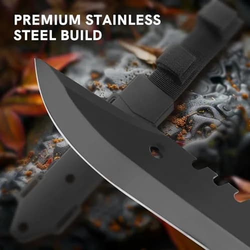 Dispatch Fixed Blade Hunting Knife with Sheath, 12-inch | Tactical Bowie Knife for Outdoors & Camping thumbnail 3