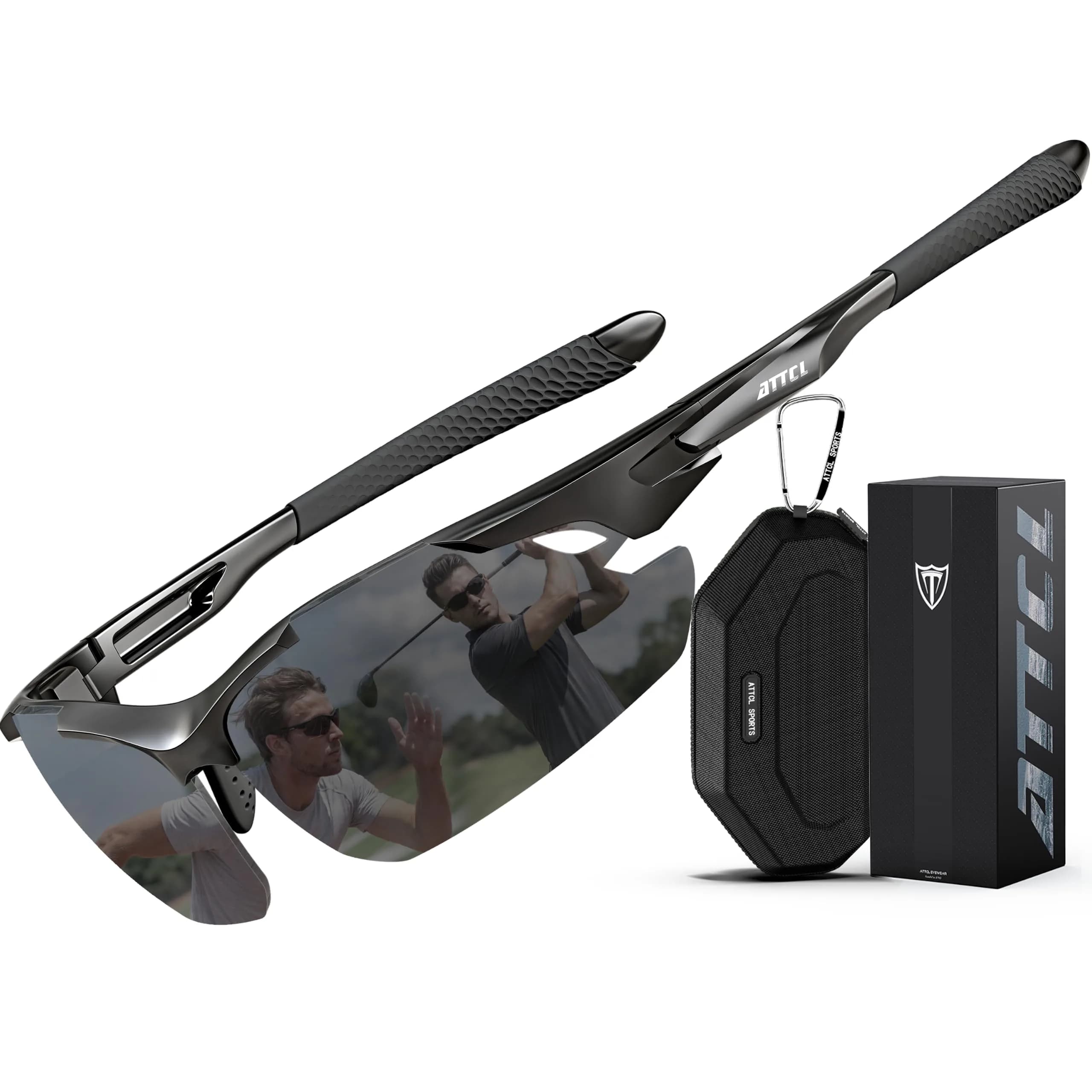 ATTCL Polarized Wrap Around Sunglasses for Men | UV400 Protection, TR90 Frame, 77mm Lens Width