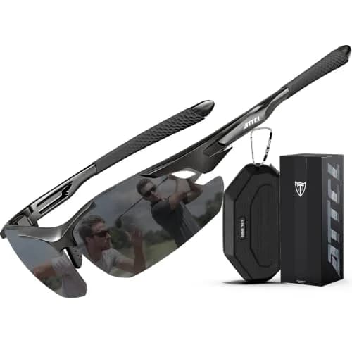ATTCL Polarized Wrap Around Sunglasses for Men | UV400 Protection, TR90 Frame, 77mm Lens Width thumbnail 1