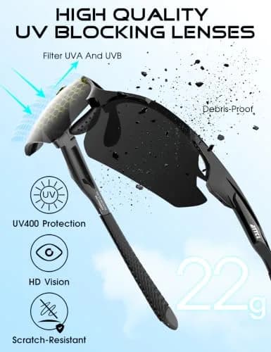 ATTCL Polarized Wrap Around Sunglasses for Men | UV400 Protection, TR90 Frame, 77mm Lens Width thumbnail 4