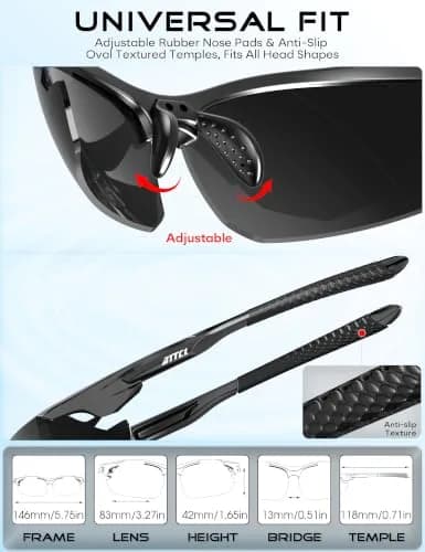 ATTCL Polarized Wrap Around Sunglasses for Men | UV400 Protection, TR90 Frame, 77mm Lens Width thumbnail 6