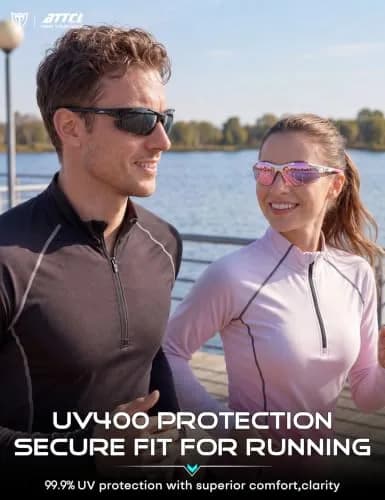 ATTCL Polarized Wrap Around Sunglasses for Men | UV400 Protection, TR90 Frame, 77mm Lens Width thumbnail 2