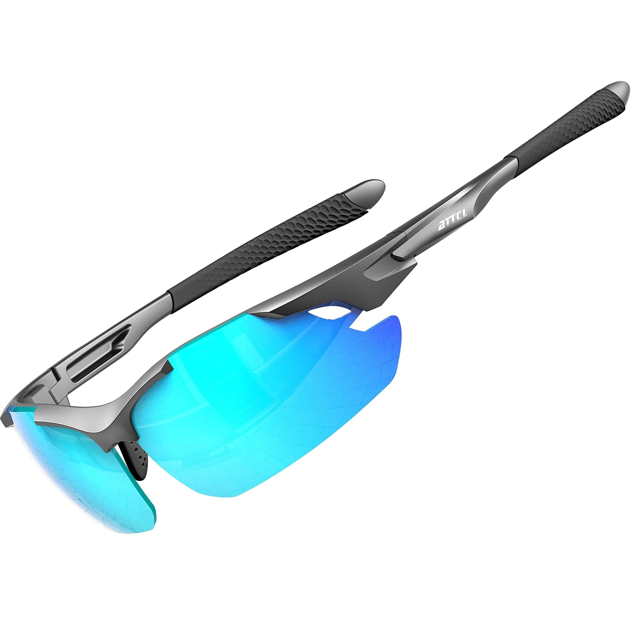 ATTCL Polarized Wrap Around Sunglasses for Men 77mm (2.4 in) | UV400 Protection, Anti-Glare Coating — 2026-grey-blue /Mirrored