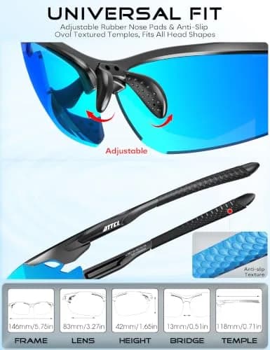 ATTCL Polarized Wrap Around Sunglasses for Men 77mm (2.4 in) | UV400 Protection, Anti-Glare Coating thumbnail 6