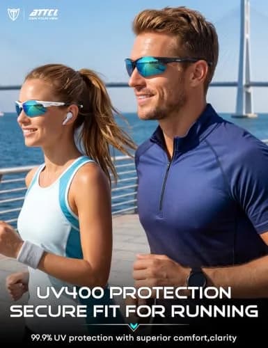 ATTCL Polarized Wrap Around Sunglasses for Men 77mm (2.4 in) | UV400 Protection, Anti-Glare Coating thumbnail 2