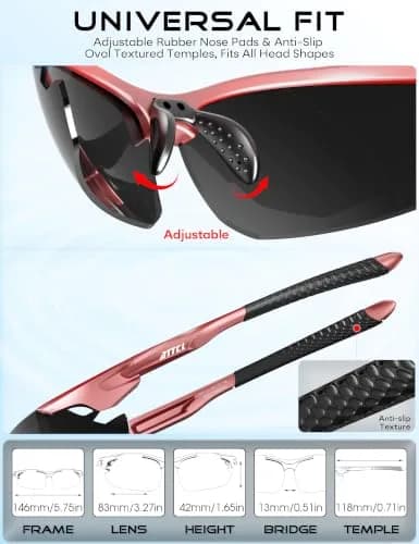 ATTCL Polarized Sports Sunglasses for Men, Wrap Around TR90 UV400 Protection, 77mm Lens Width | Running, Fishing, Golf thumbnail 6