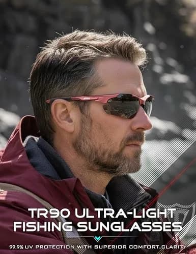 ATTCL Polarized Sports Sunglasses for Men, Wrap Around TR90 UV400 Protection, 77mm Lens Width | Running, Fishing, Golf thumbnail 8