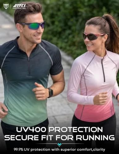 ATTCL Polarized Sports Sunglasses for Men, Wrap Around TR90 UV400 Protection, 77mm Lens Width | Running, Fishing, Golf thumbnail 2