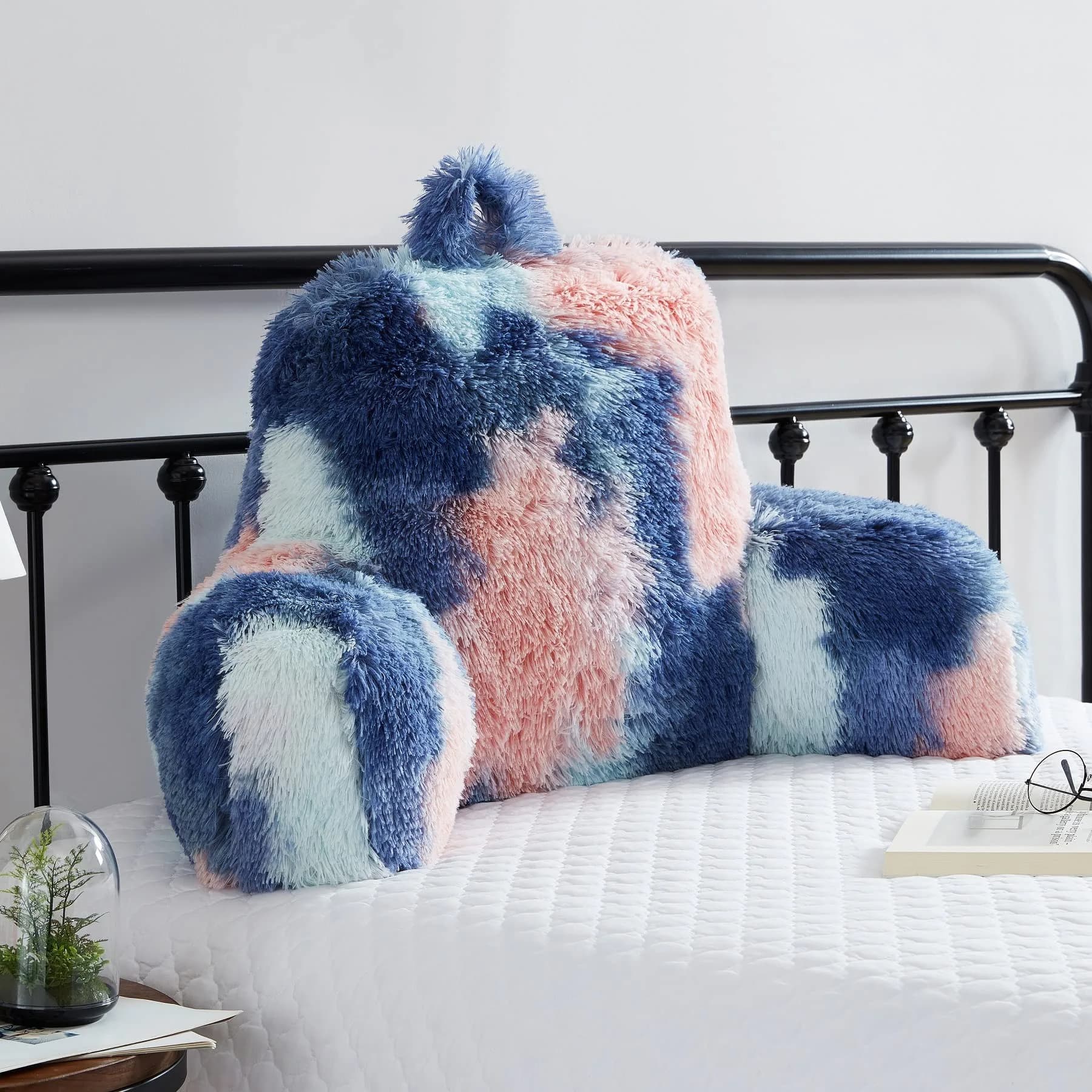 Ｂａｒｏｂｋｅ Bed Fluffy Fur Reading Pillow for Adults & Kids | Unisize, Support & Comfort in Bed or Chair — Multicolor