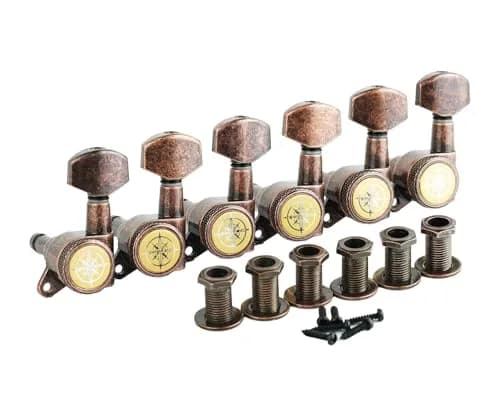 Guyker Guitar Locking Tuners (6 Left) - 1:18 Ratio Machine Heads for Electric/Acoustic Guitars | Antique Bronze thumbnail 4
