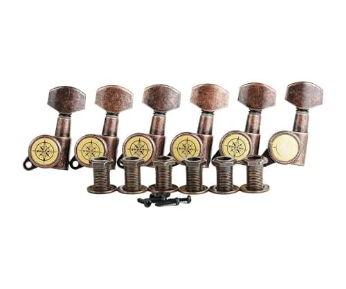 Guyker Guitar Locking Tuners (6 Left) - 1:18 Ratio Machine Heads for Electric/Acoustic Guitars | Antique Bronze thumbnail 1
