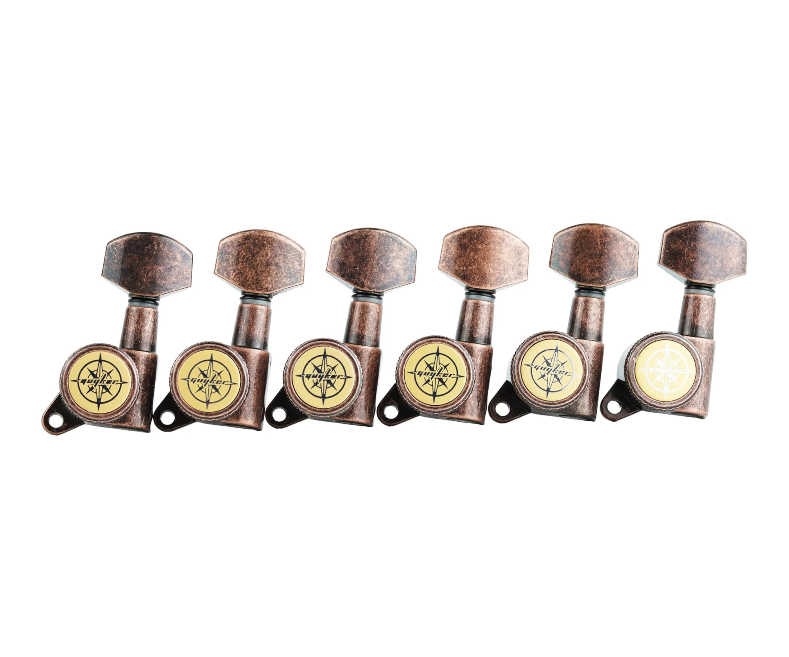 Guyker Guitar Locking Tuners (6 Left) - 1:18 Ratio Machine Heads for Electric/Acoustic Guitars | Antique Bronze - view 3