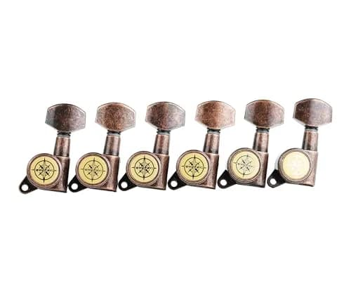 Guyker Guitar Locking Tuners (6 Left) - 1:18 Ratio Machine Heads for Electric/Acoustic Guitars | Antique Bronze thumbnail 3