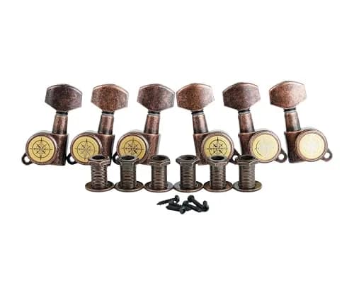 Guyker Guitar Locking Tuners (3L+3R) - 1:18 Ratio Machine Heads | Antique Bronze Finish thumbnail 1