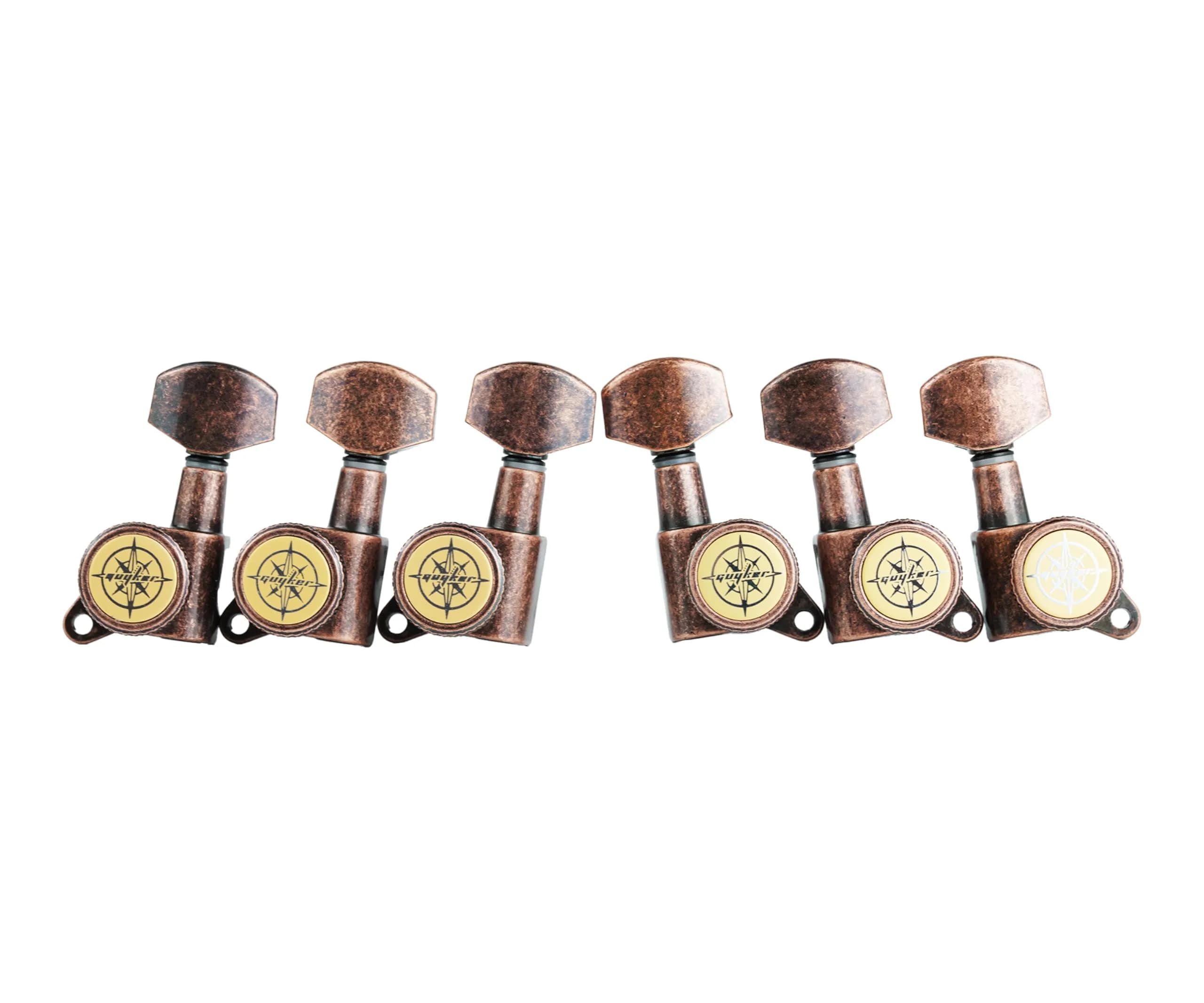 Guyker Guitar Locking Tuners (3L+3R) - 1:18 Ratio Machine Heads | Antique Bronze Finish - view 2