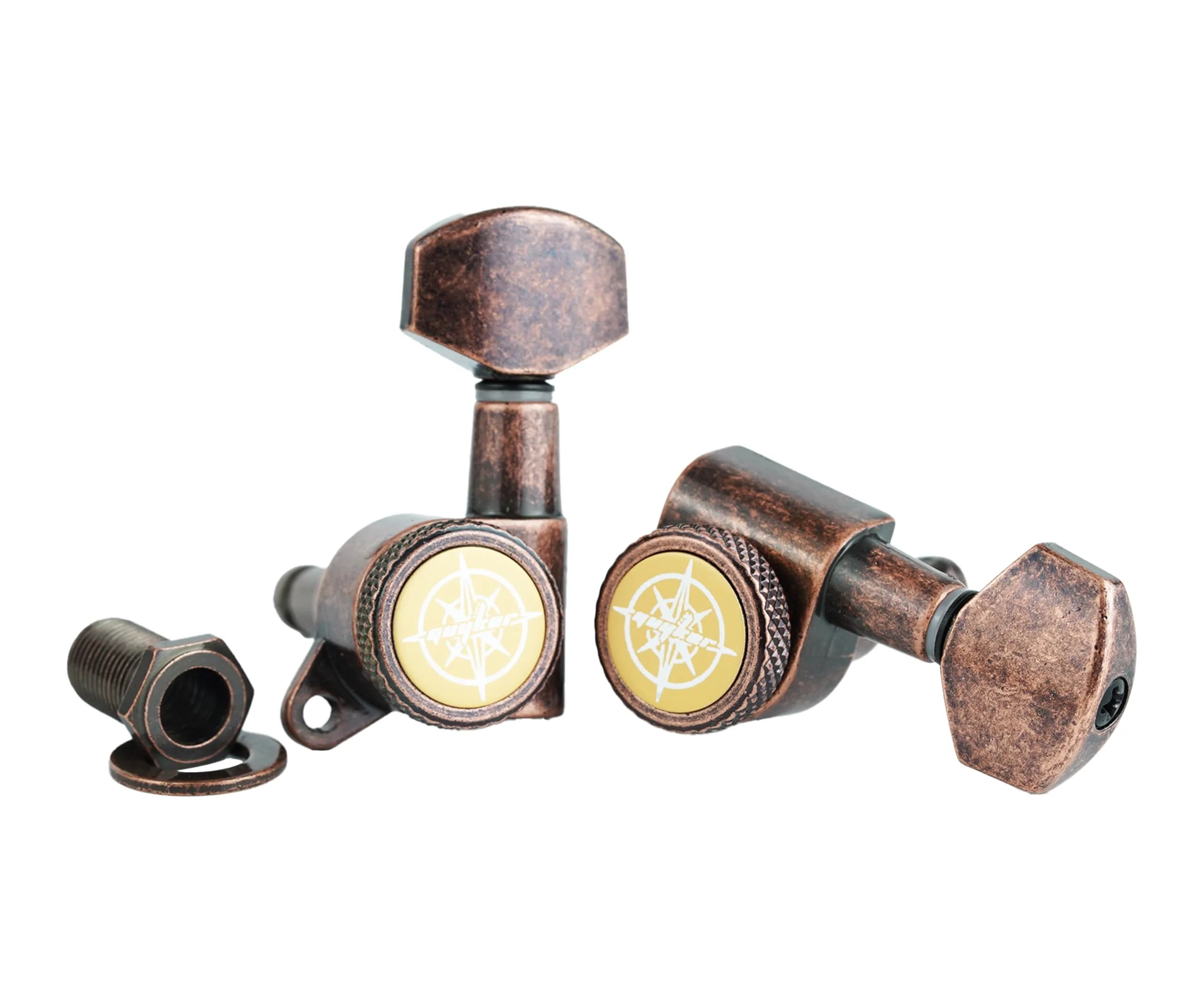Guyker Guitar Locking Tuners (3L+3R) - 1:18 Ratio Machine Heads | Antique Bronze Finish - view 3