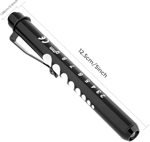 RISEMART Pen Lights for Nurses 2 Pack (Black/White) | White Light LED Medical Penlight with Pupil Gauge & Ruler thumbnail 4