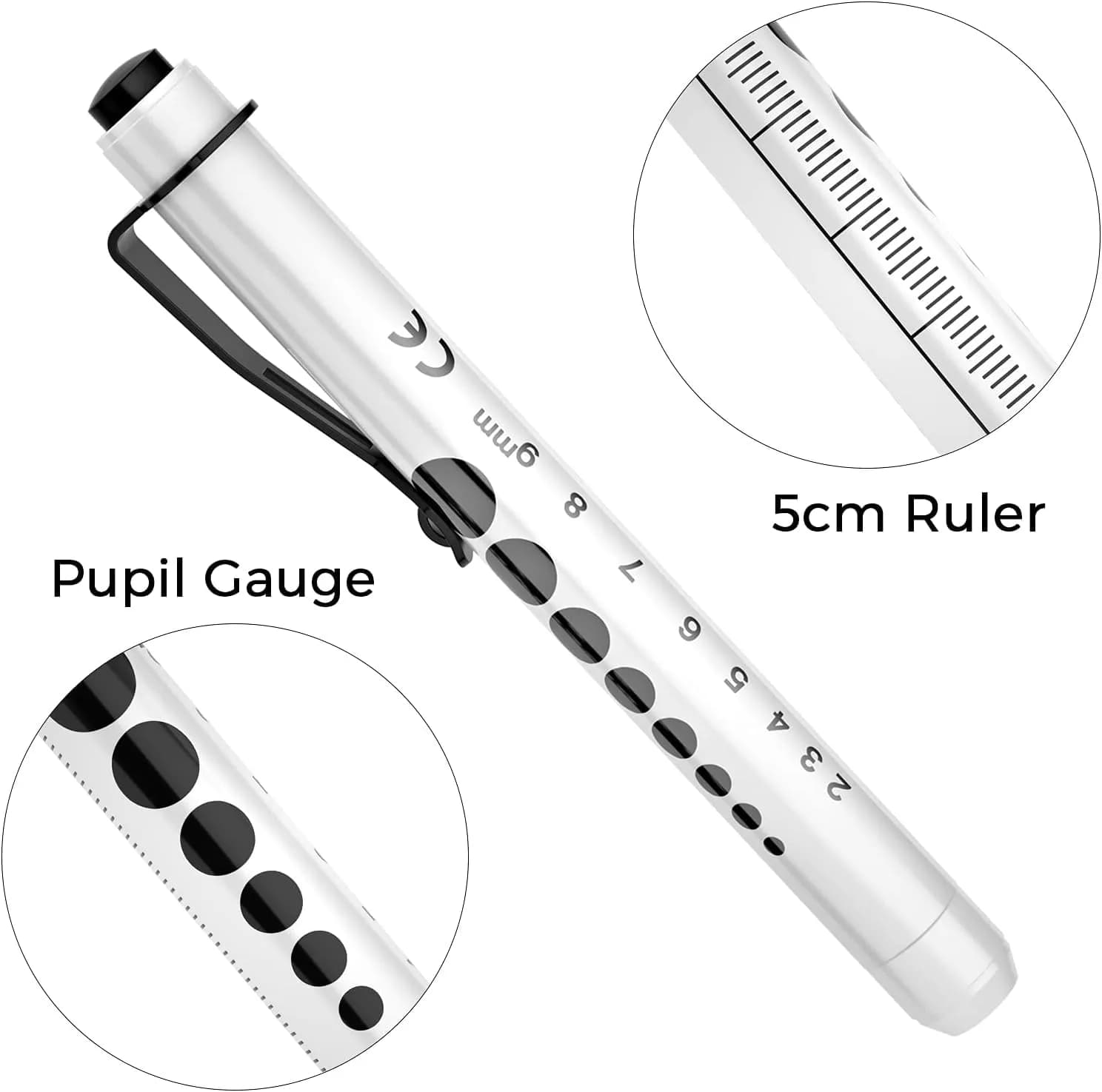 RISEMART Pen Lights for Nurses 2 Pack (Black/White) | White Light LED Medical Penlight with Pupil Gauge & Ruler - view 2