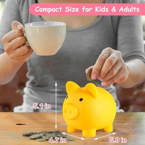 PJDRLLC Piggy Bank for Kids - Unbreakable Plastic Money Bank - Medium Size | Toddler Tough, Bright Colors, 2-7 Years thumbnail 4