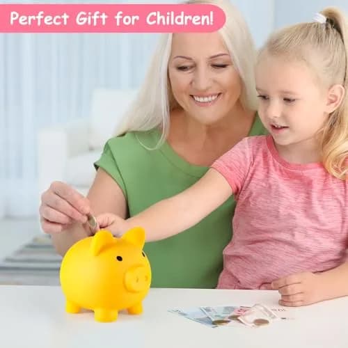PJDRLLC Piggy Bank for Kids - Unbreakable Plastic Money Bank - Medium Size | Toddler Tough, Bright Colors, 2-7 Years thumbnail 2