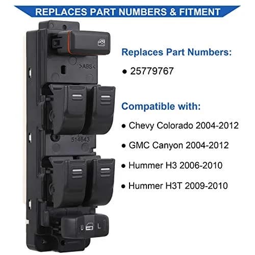Obaee Driver Master Power Window Switch for Chevy Colorado GMC Canyon Hummer H3 H3T (Front Left Driver Side) thumbnail 2