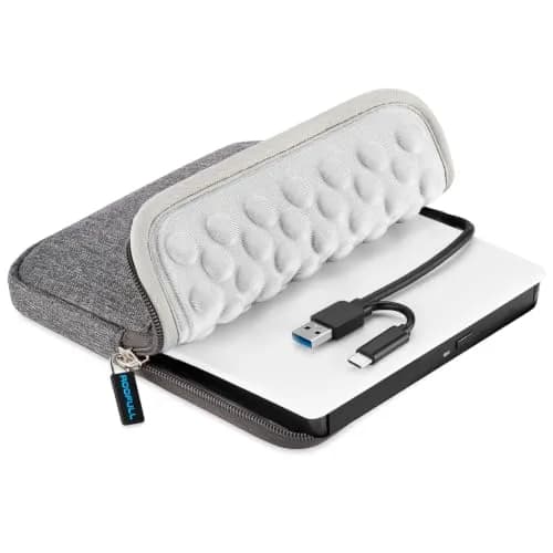 ROOFULL External CD DVD Drive with Carrying Case, USB 3.0/Type-C, 15.7cm x 15.2cm x 1.6cm | Reads & Writes CDs/DVDs thumbnail 1