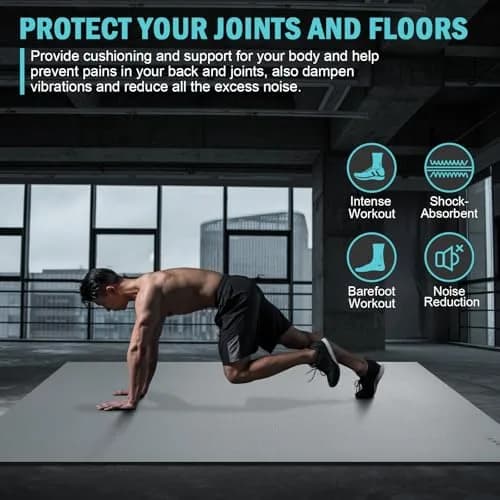 anngrowy 8' x 5' Exercise Mat | Extra Large Non-Slip Workout Floor Cover thumbnail 4
