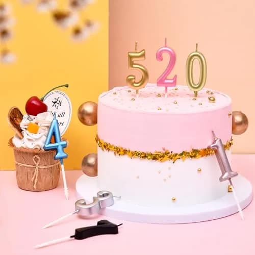 PHD CAKE Champagne Gold Number Birthday Candles 0-9 | 10 Pieces, 4.33 inches Tall thumbnail 5