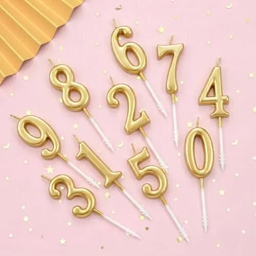 PHD CAKE Champagne Gold Number Birthday Candles 0-9 | 10 Pieces, 4.33 inches Tall thumbnail 3