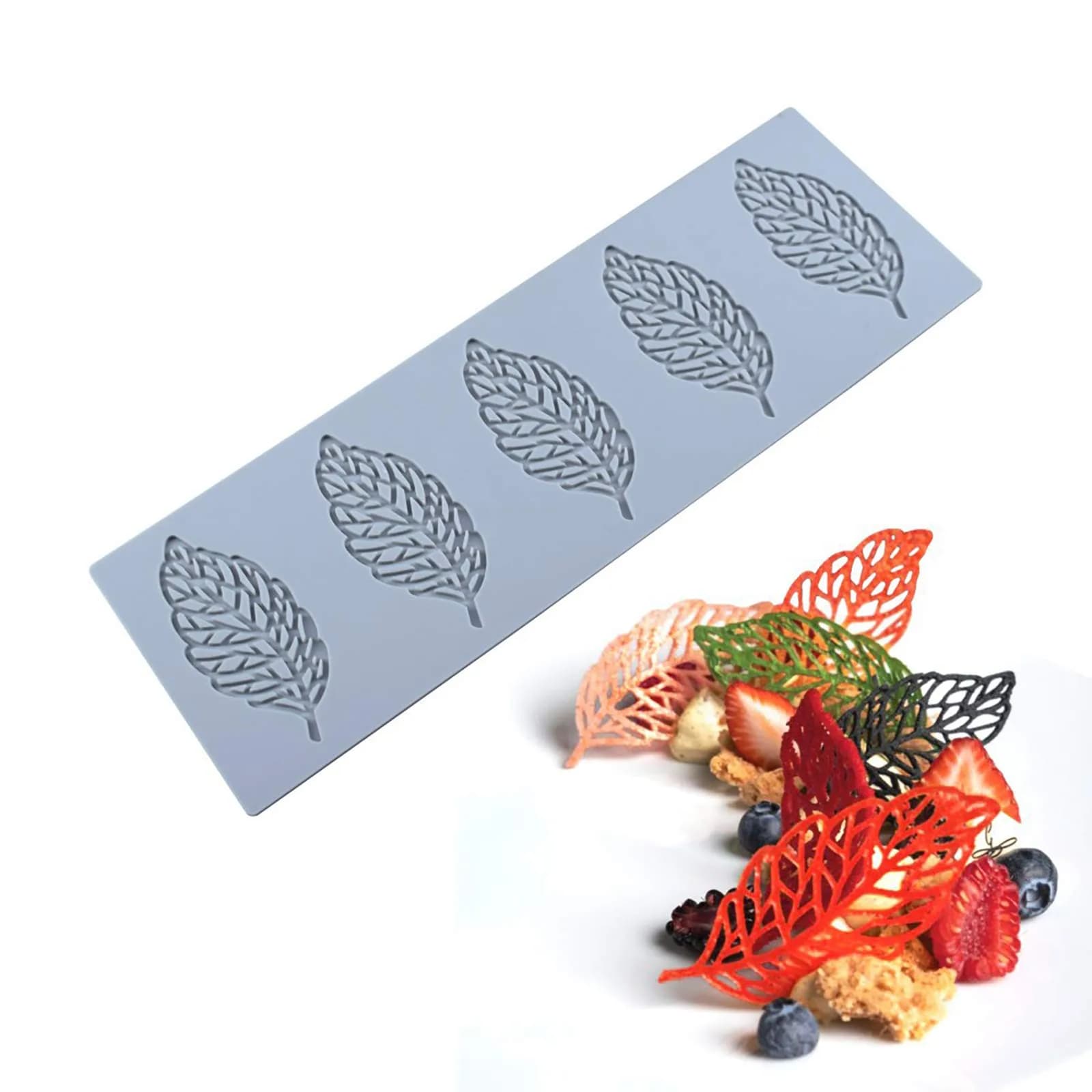 QLINLEAF Hollow Leaf Silicone Mold for Chocolate & Candy | 29.2cm x 9.6cm x 1.1cm - main product image