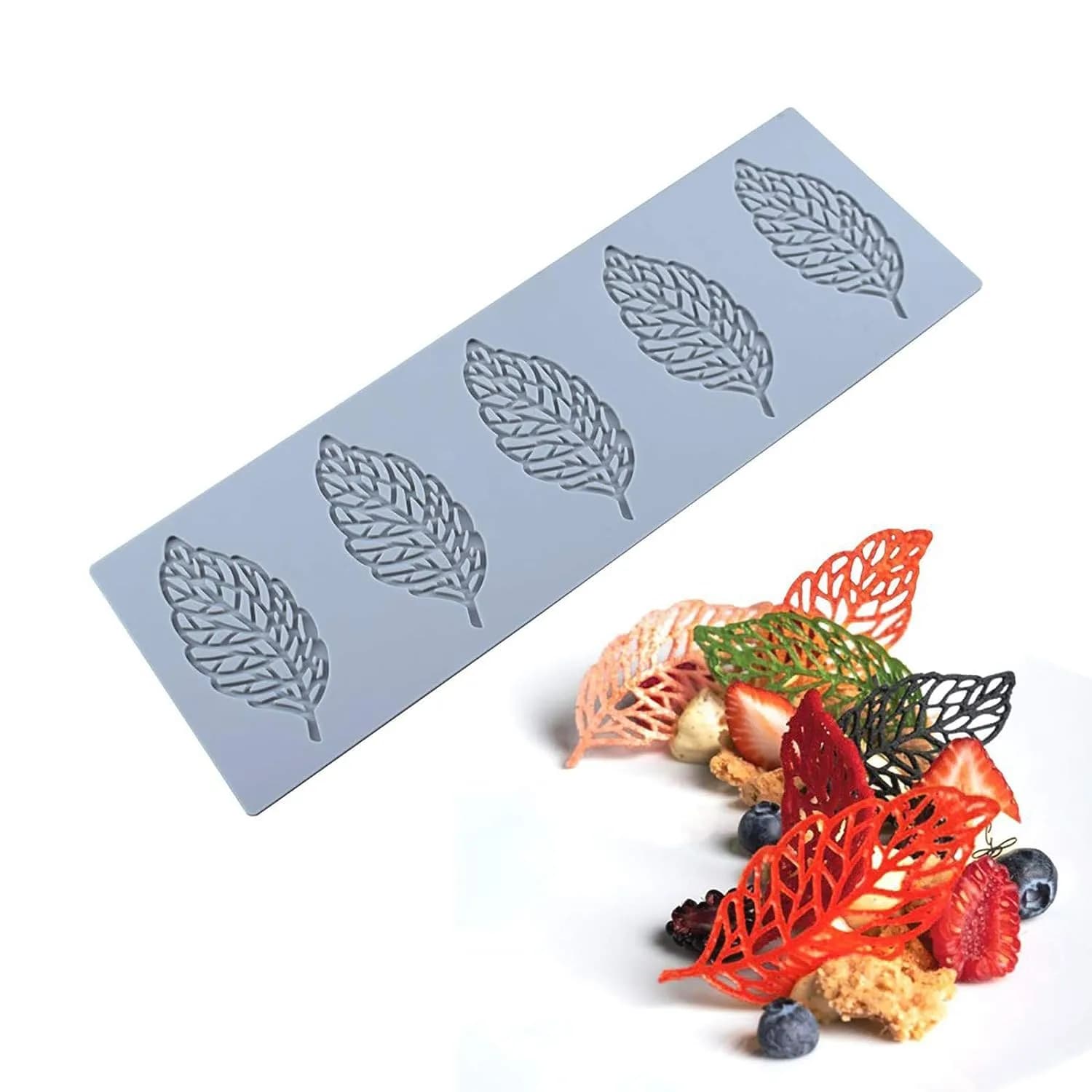 QLINLEAF Hollow Leaf Silicone Mold for Chocolate & Candy | 29.2cm x 9.6cm x 1.1cm - view 4