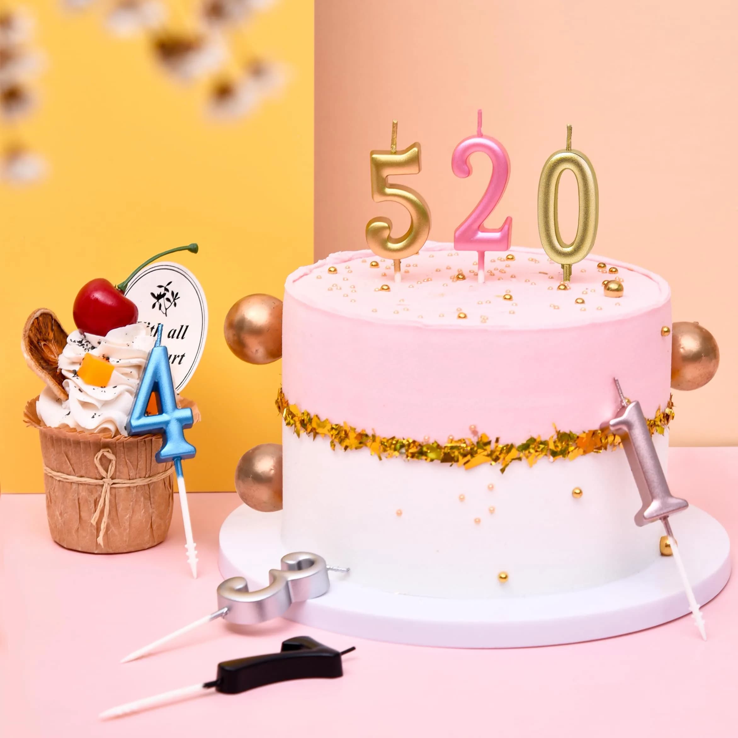 PHD CAKE Rose Gold Numeral Birthday Candles 0-9 (10 Pieces, 10.99 cm / 4.33 inches) | Glitter Cake Topper for Celebrations thumbnail 5