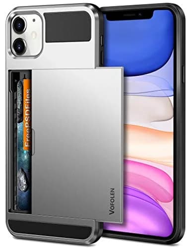 Vofolen iPhone 11 Wallet Case Silver | Card Holder & Slim Design thumbnail 1