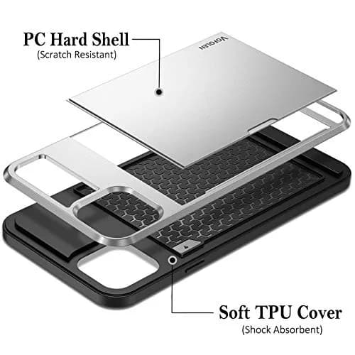 Vofolen iPhone 11 Wallet Case Silver | Card Holder & Slim Design thumbnail 6