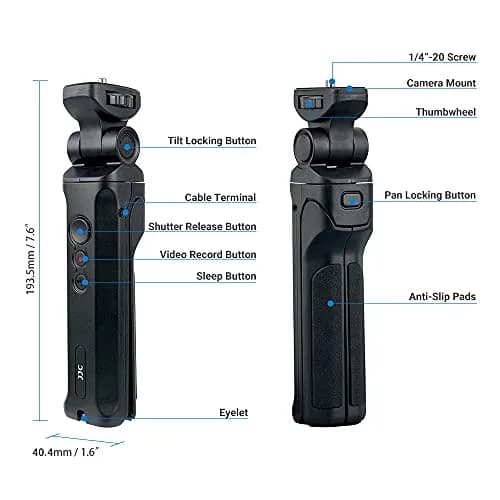 JJC Wired Shooting Grip Tripod for Panasonic Lumix DC-ZS99 G100D S9 Camera | Vlog & Selfie Support with Table-Top Mode thumbnail 5