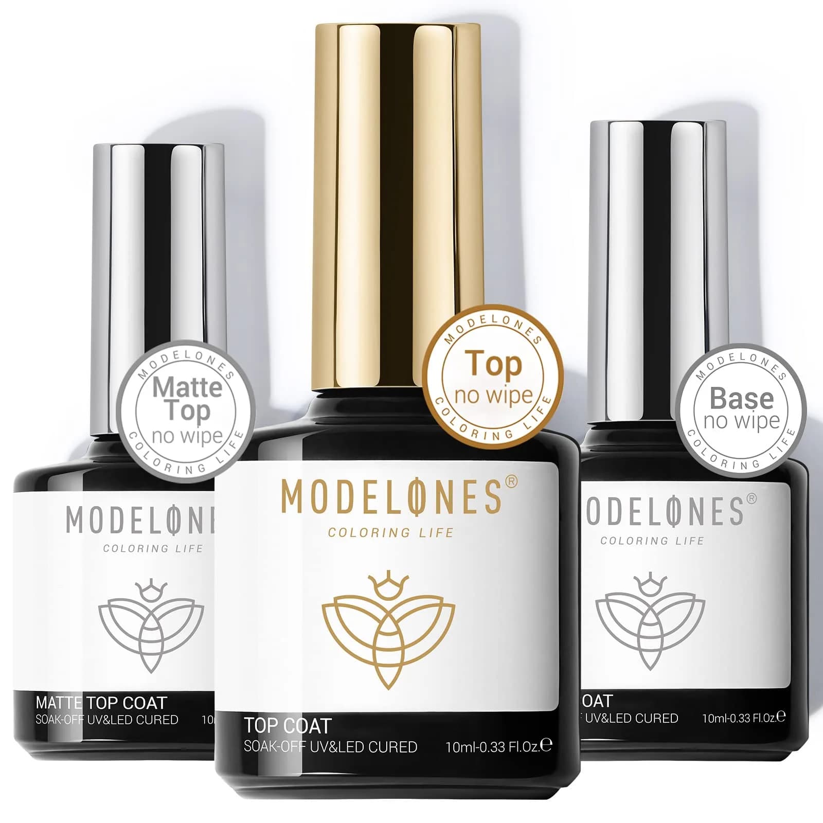 modelones Gel Top Base Coat Set No Wipe Clear Gel Polish Glossy Matte | Long Lasting & Versatile (70-120 chars)