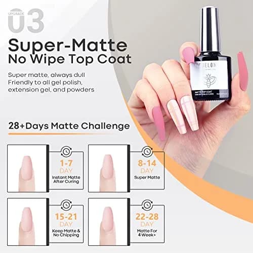 modelones Gel Top Base Coat Set No Wipe Clear Gel Polish Glossy Matte | Long Lasting & Versatile (70-120 chars) thumbnail 5