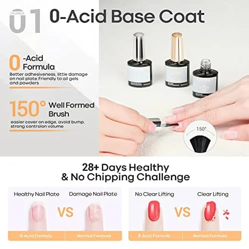 modelones Gel Top Base Coat Set No Wipe Clear Gel Polish Glossy Matte | Long Lasting & Versatile (70-120 chars) thumbnail 3