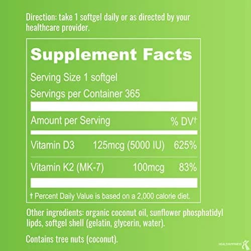 UpNourish Liposomal D3 K2 MK-7 365 Softgels | Organic Coconut Oil for Bone & Immunity thumbnail 5