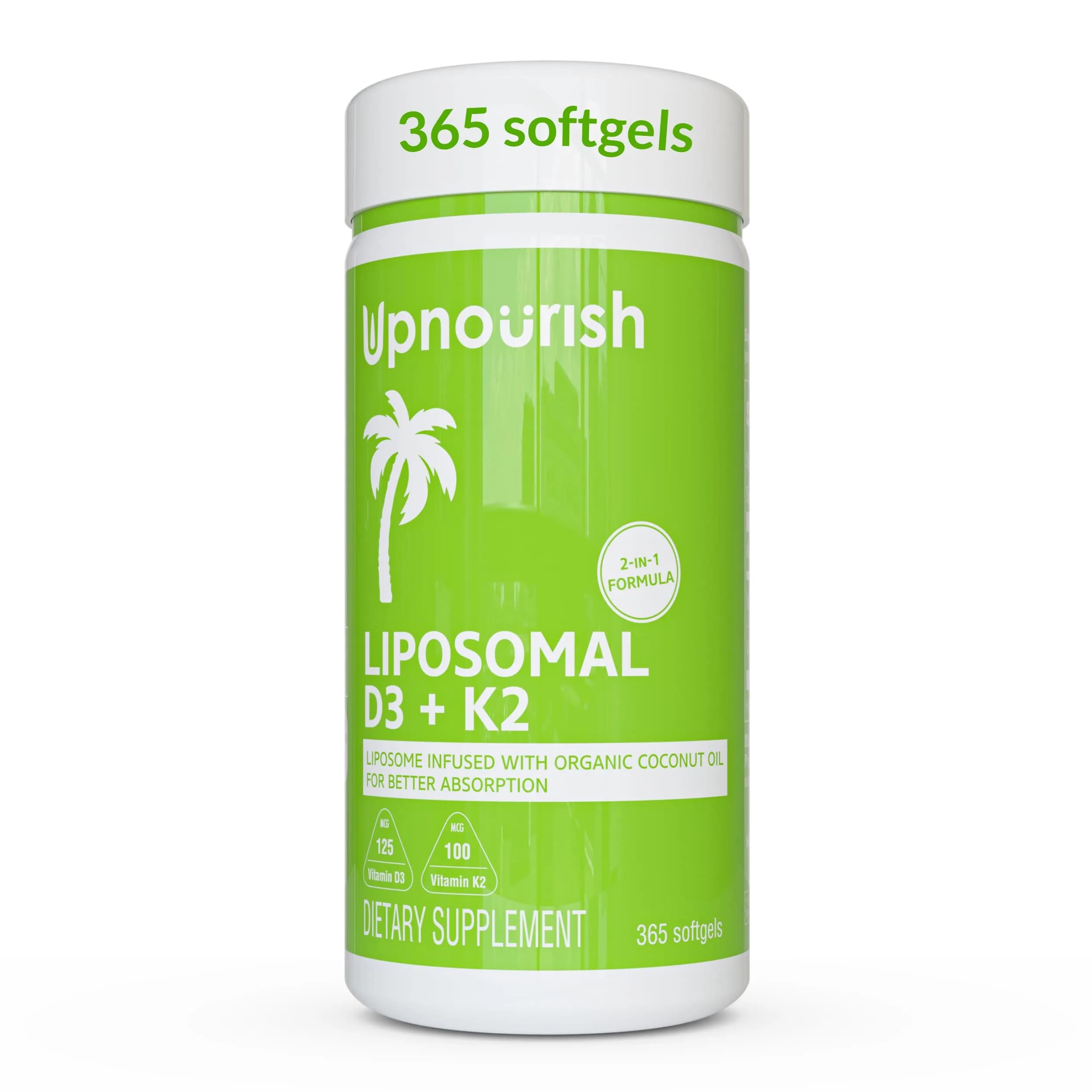 UpNourish Liposomal Vitamin D3 5000 IU Softgels | Organic Coconut Oil Infused Support for Bone, Heart, Mood & Immunity (365 ct) — Softgel