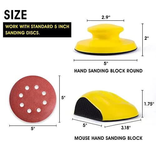 S SATC 5 Inch Sanding Blocks (2-Pack) | Hook and Loop Hand Sanding for Woodworking & Crafts thumbnail 2