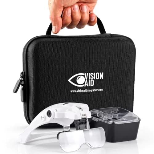 Vision Aid Headband Magnifier with LED Light, 5 Lenses & Case | Hands-Free Magnifying Glass for Crafts & Close Work thumbnail 1