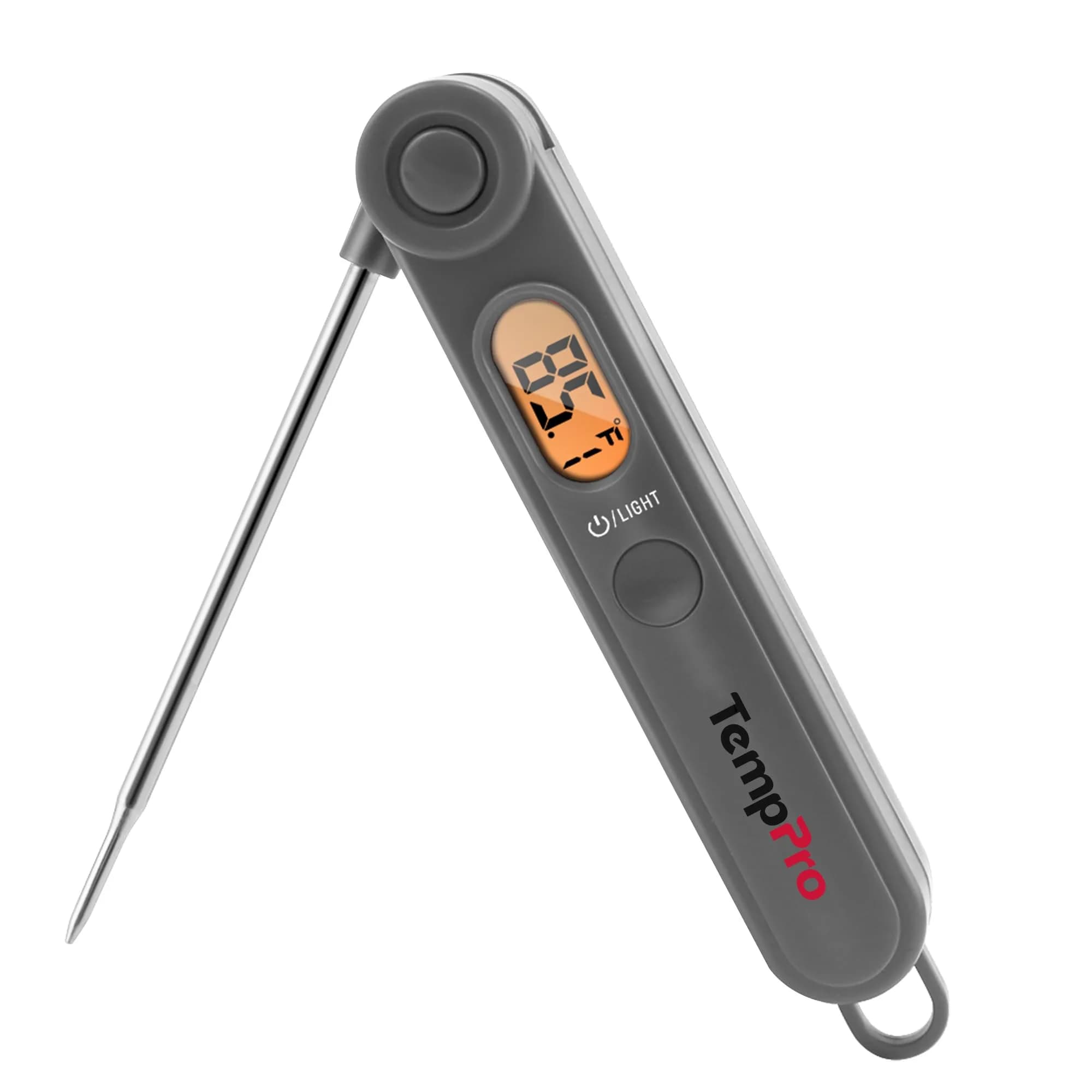 TempPro TempSwift Grey Digital Meat Thermometer with Foldable Probe & Backlight | Instant Read up to 300°C - main product image
