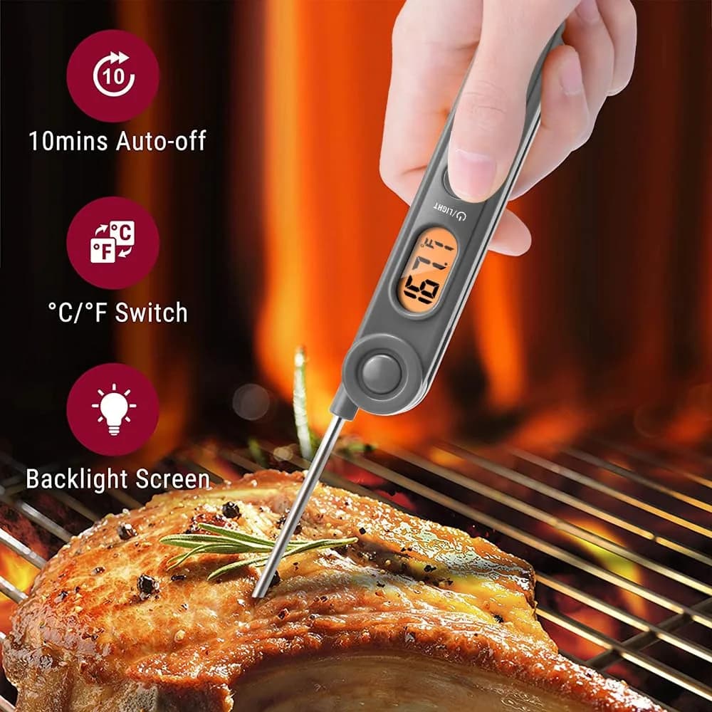 TempPro TempSwift Grey Digital Meat Thermometer with Foldable Probe & Backlight | Instant Read up to 300°C - view 4