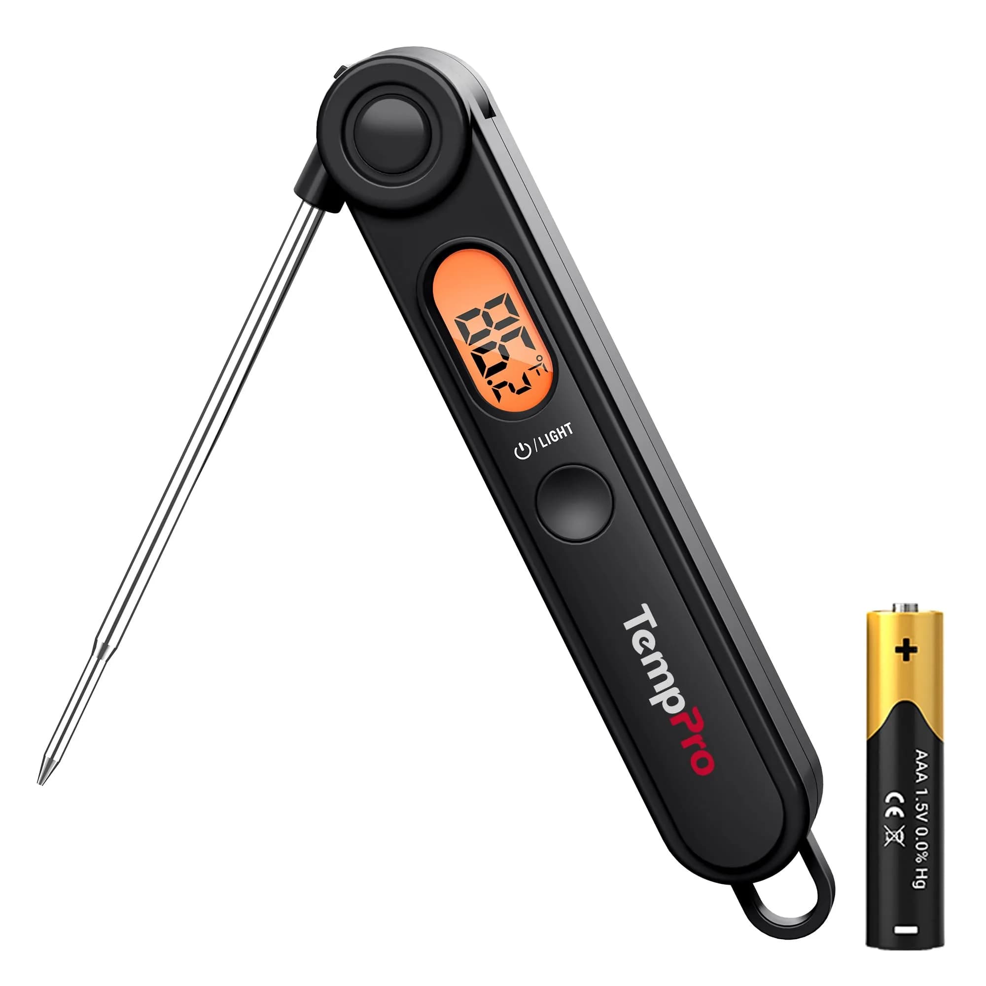 TempPro Instant Read Digital Meat Thermometer with Backlight & Foldable Probe | 300°C (572°F) - main product image
