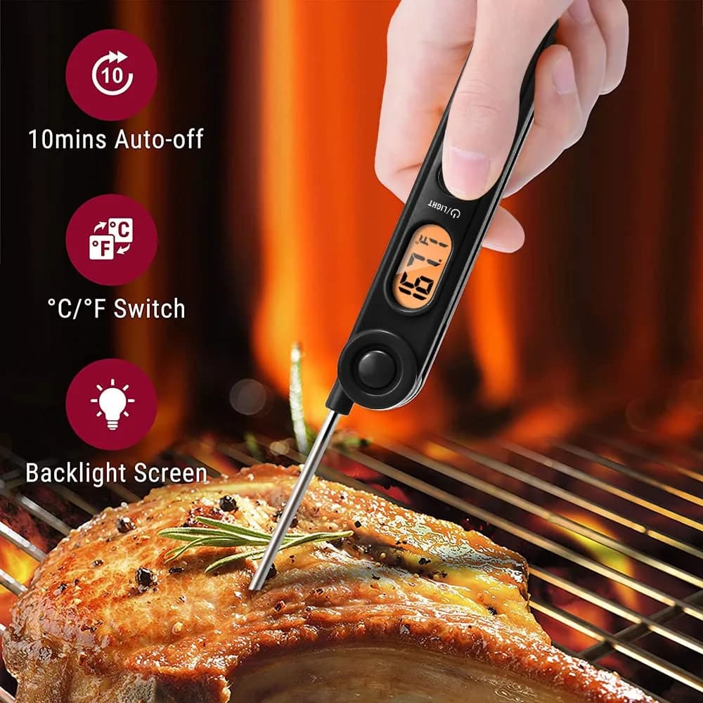 TempPro Instant Read Digital Meat Thermometer with Backlight & Foldable Probe | 300°C (572°F) - view 2