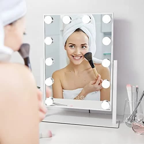 NUSVAN Vanity Makeup Mirror with Lights, 3 Color Modes, 10X Magnification, 360° Rotation, White (14.6Inch) | Adjustable Brightness & Detachable Mirror thumbnail 9