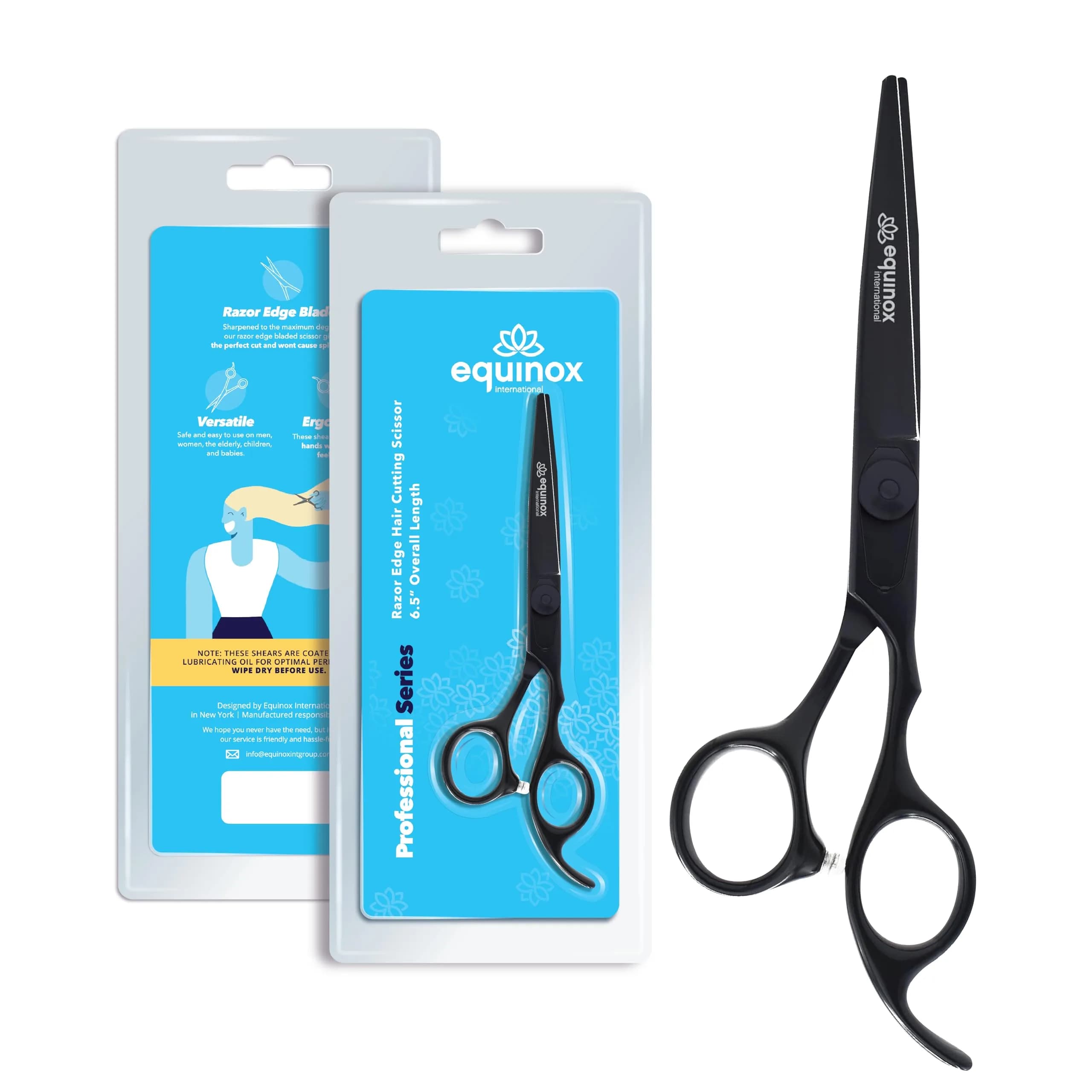 Equinox International Black 6.5 Inch Barber Hair Cutting Shears | Japanese Stainless Steel, Ergonomic Grip - main product image